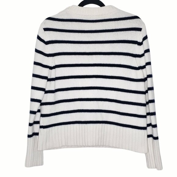 Jenni Kayne Grace Cashmere‎ Navy Stripe Crewneck Sweater Size M - Picture 7 of 10